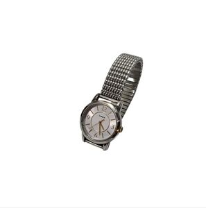 Timex Men’s Silver Dial Watch – Gold Accents – Stretch Band